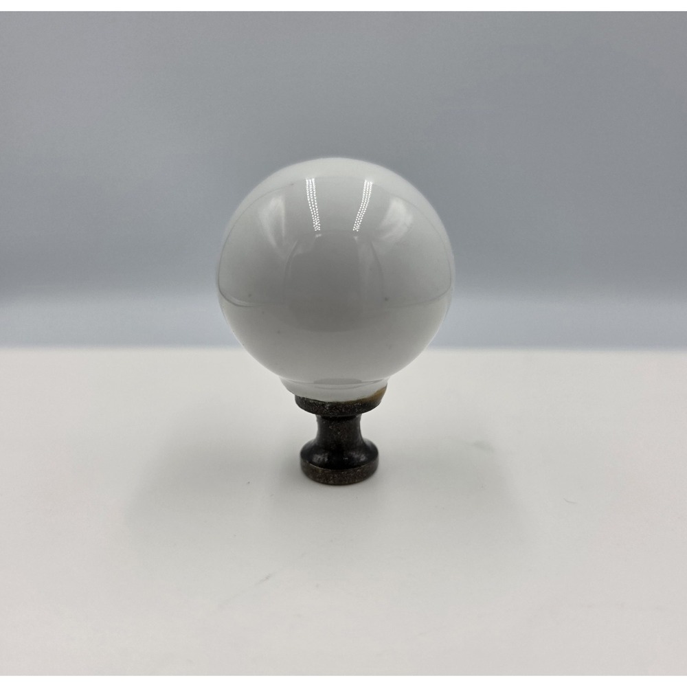 1 Vintage  Porcelain Drawer Pull Cabinet Knob Round 1.5" Ball  White Screw In